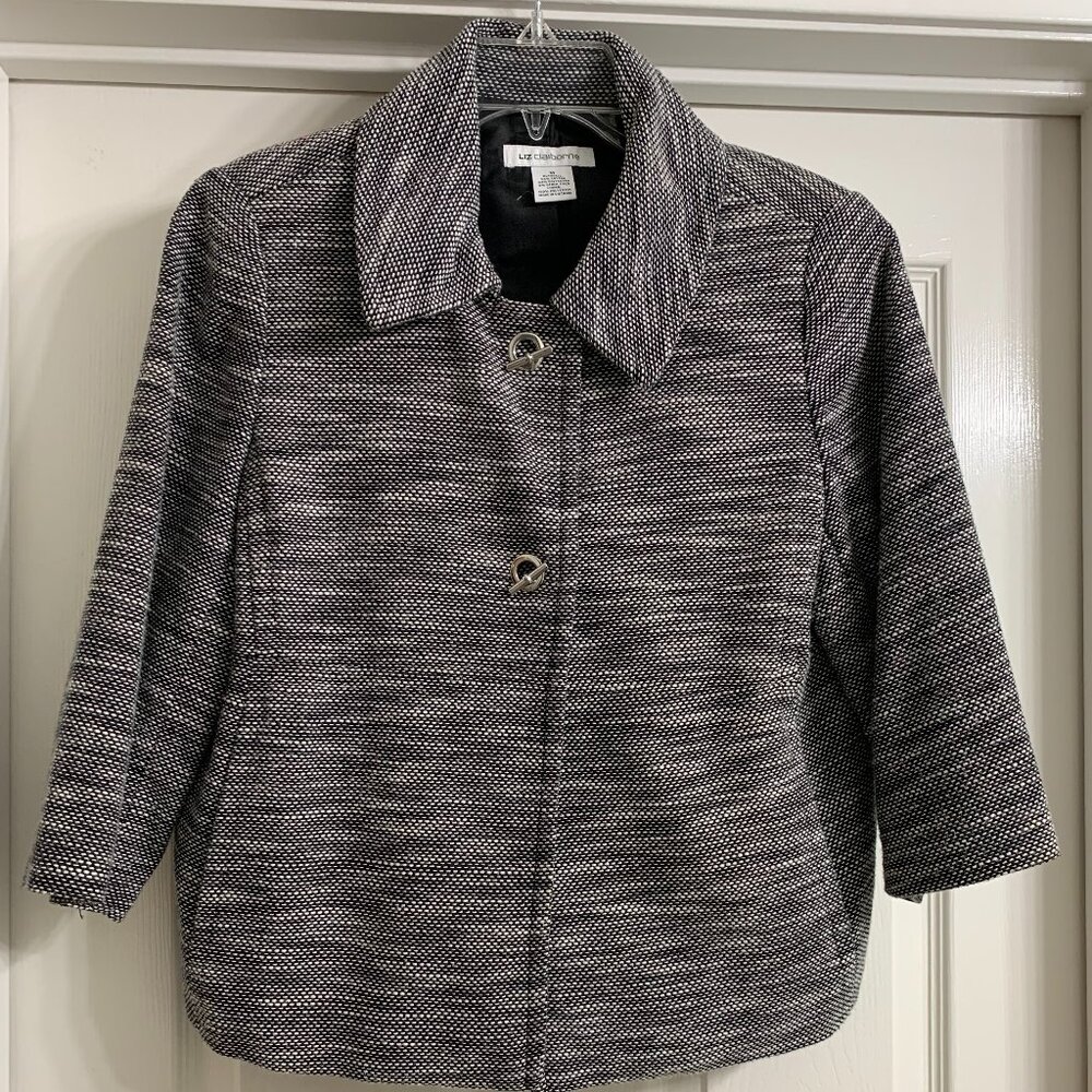 Liz Claiborne Women's Gray/White Jacket, Size Medium